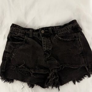 Vanilla Star Black Distressed Jean Shorts